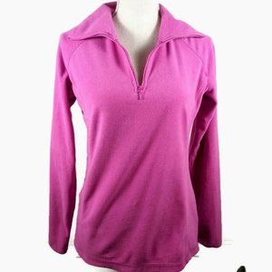 Columbia Quarter Zip Pullover Small Pink Long Sleeve Lightweight Embroider Logo